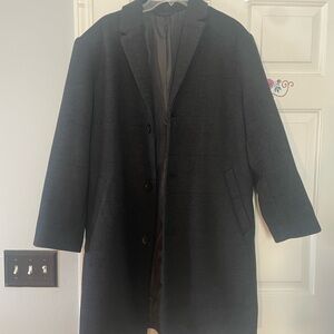 Men’s Old Navy Top Coat Charcoal Plaid Size Large